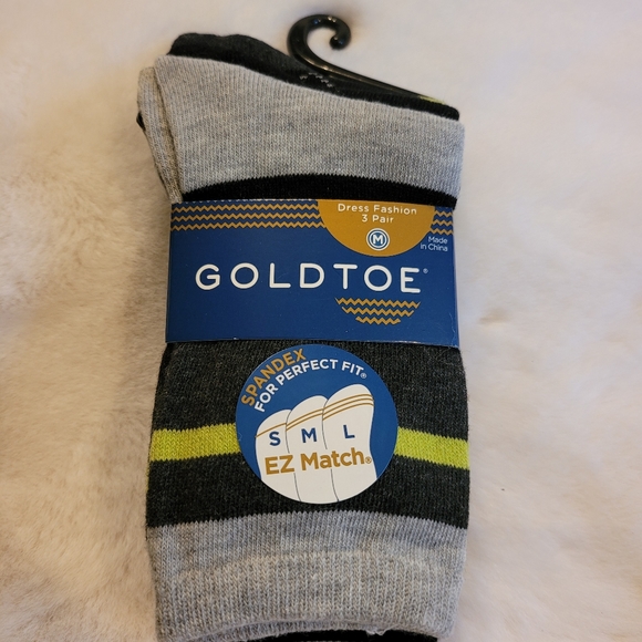 Gold Toe Youth EZ Match Dress Fashion Socks 6 Pair New With Tag Size Medium - Picture 3 of 8